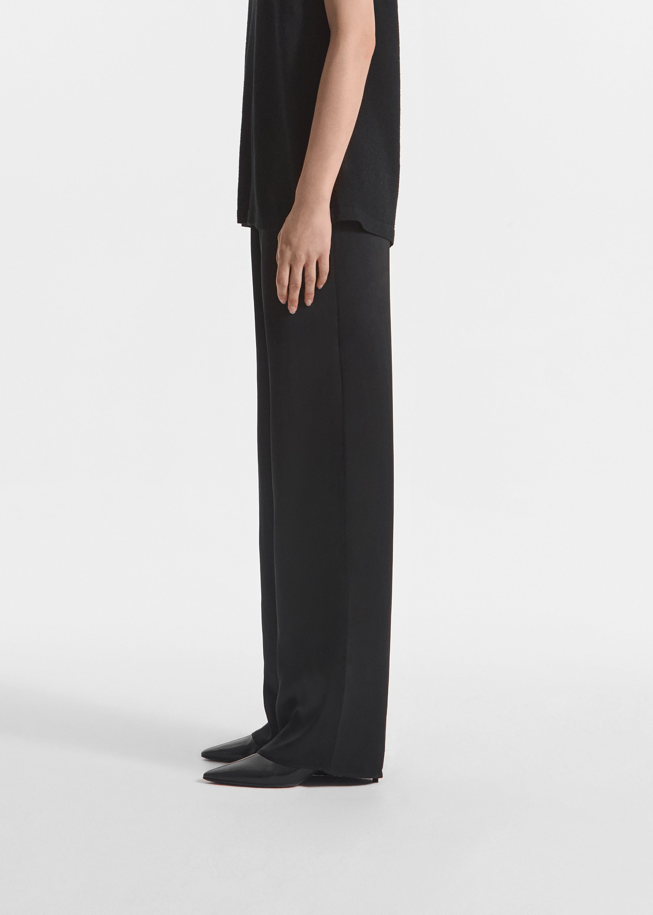 Elastic Waist Pant in Silk - Black