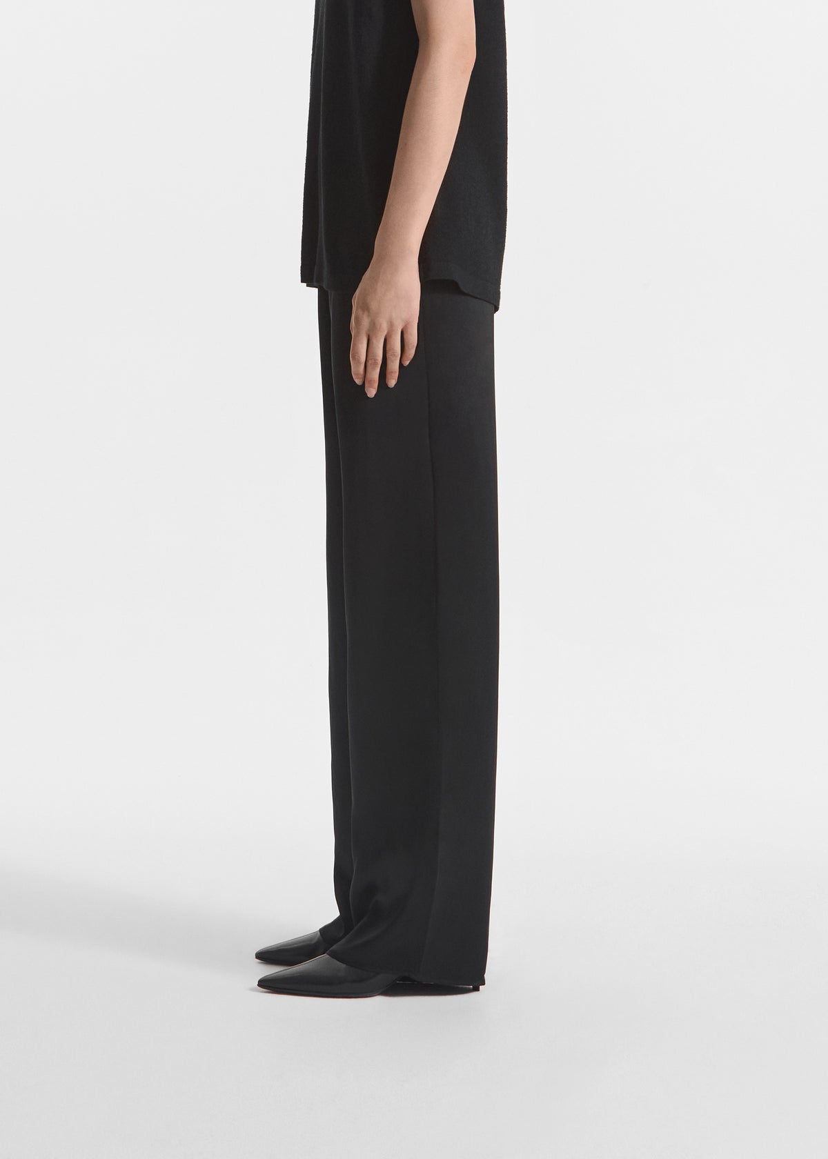 Elastic Waist Pant in Silk - Black, image 3 of 5