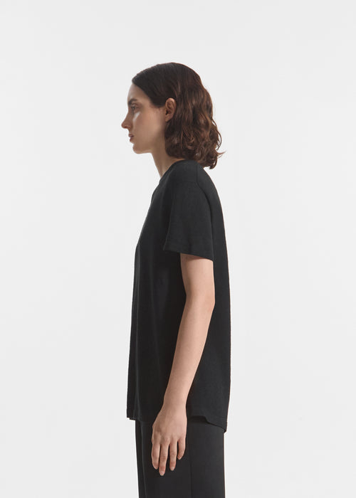 T-Shirt in Silk Linen - Black, image 2 of 4