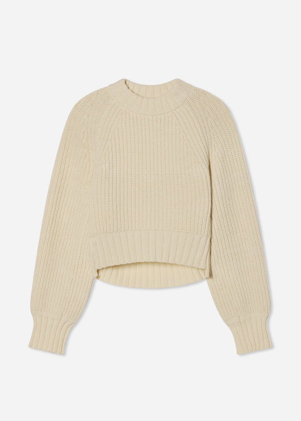 Wool Blend Cropped Sweater - Ivory - CO