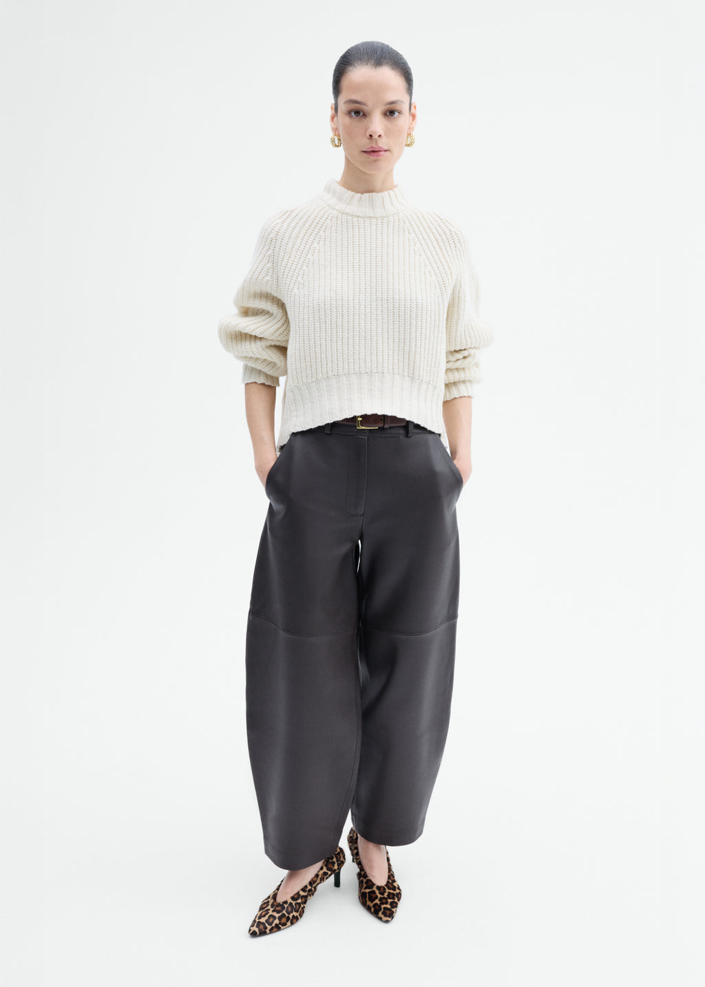 Wool Blend Cropped Sweater - Ivory - CO