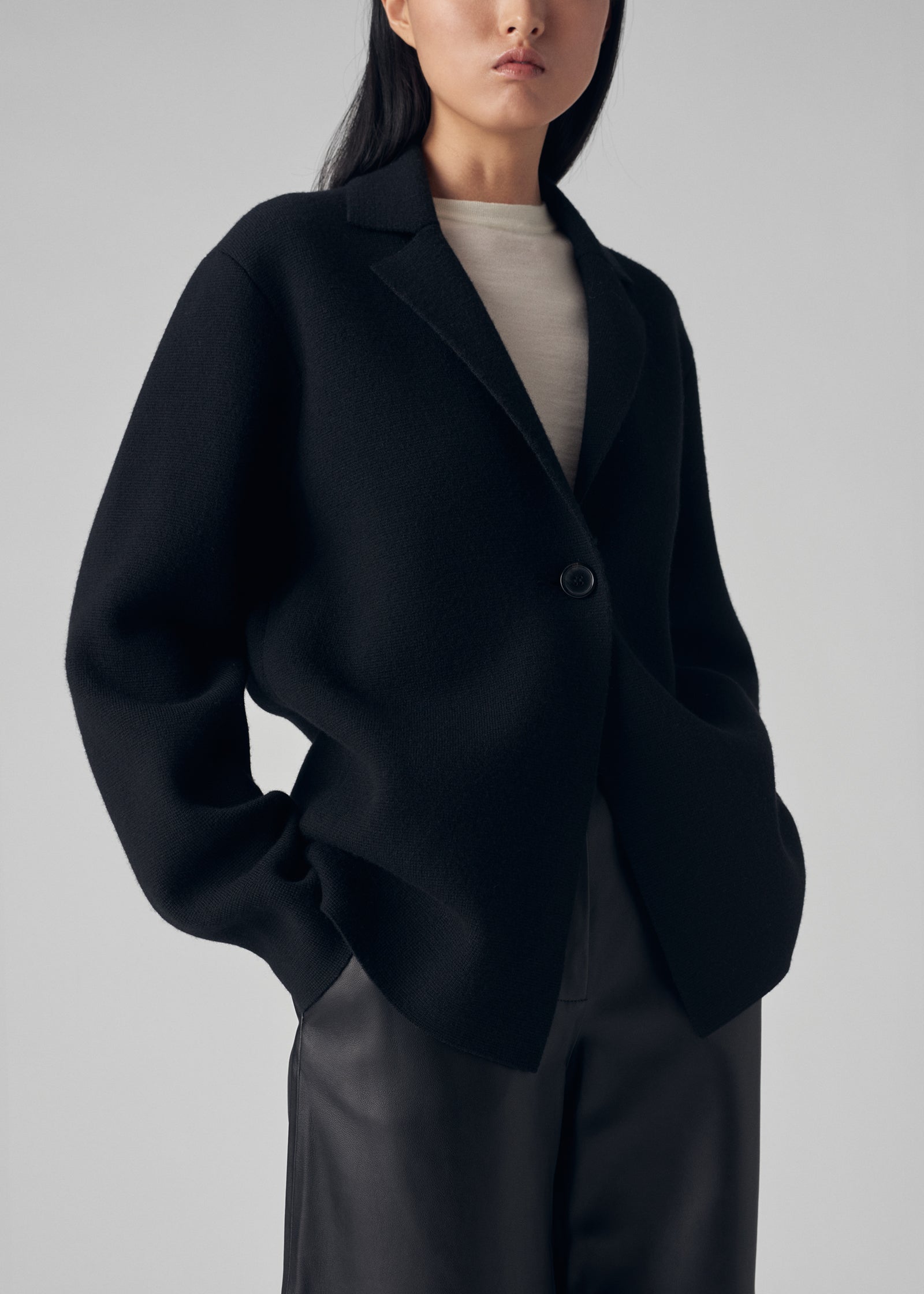 Compact Knit Blazer in Merino Wool - CO Collections
