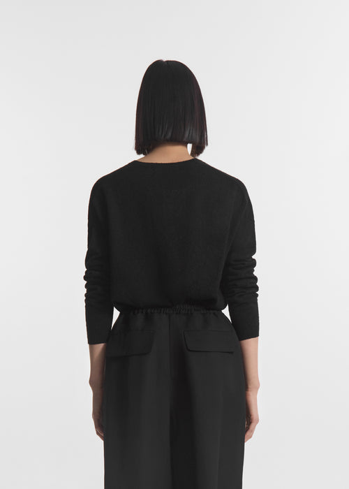 V-Neck Sweater in Silk Linen - Black, image 4 of 5