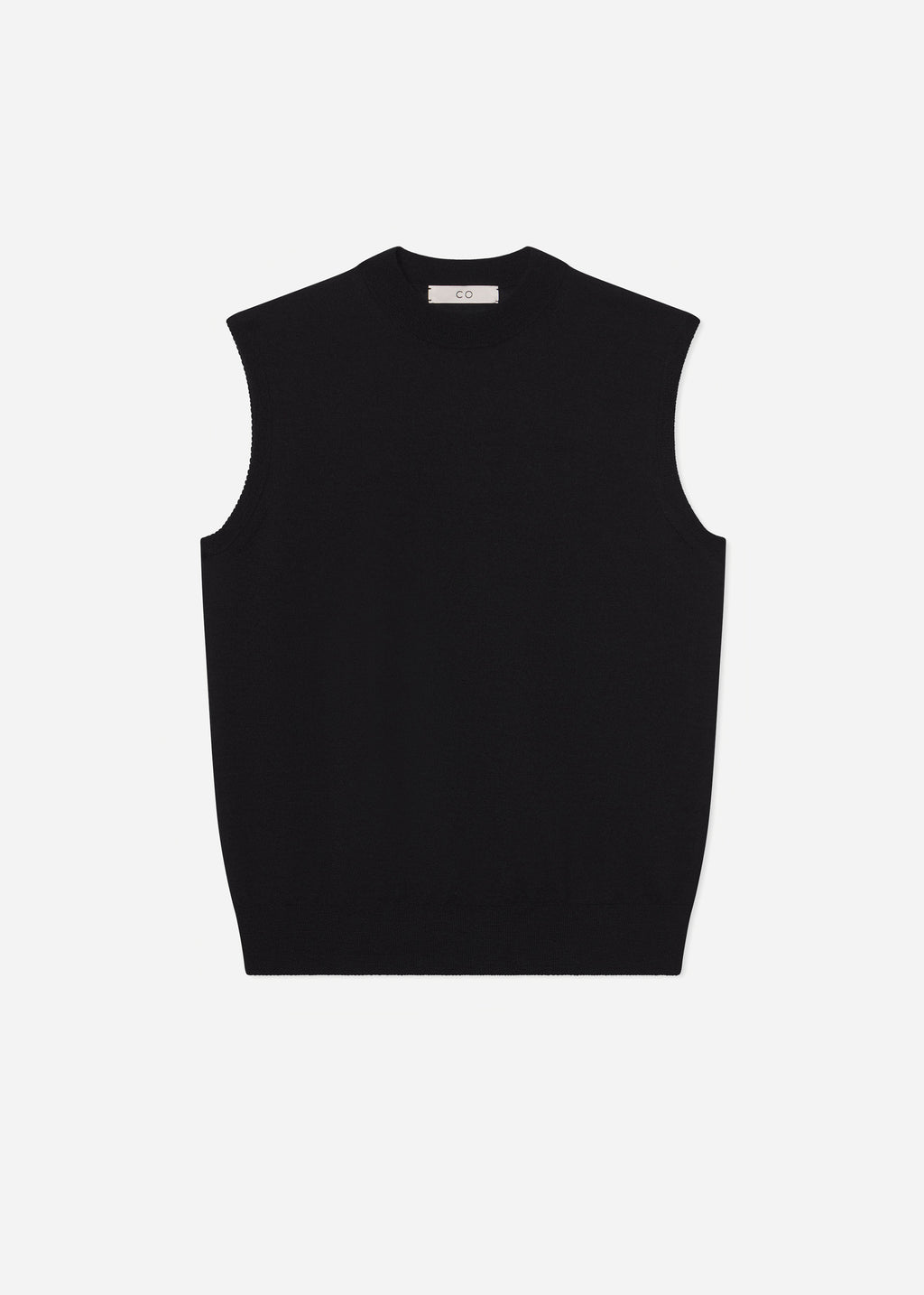 Shell Tank in Fine Cashmere - Black - CO
