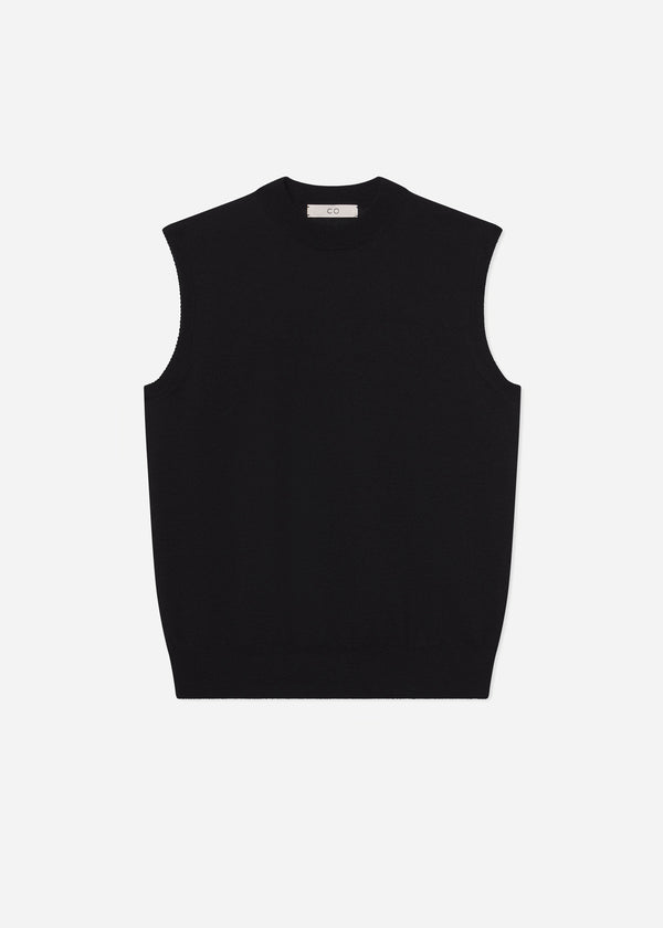 Shell Tank in Fine Cashmere - Black - CO