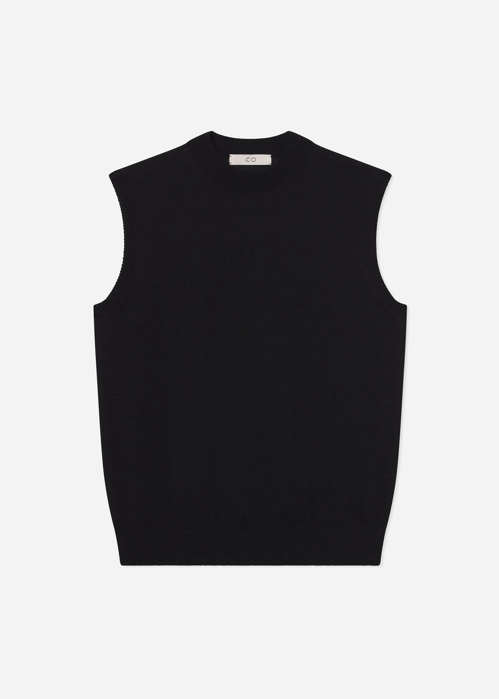 Shell Tank in Fine Cashmere - Black - CO