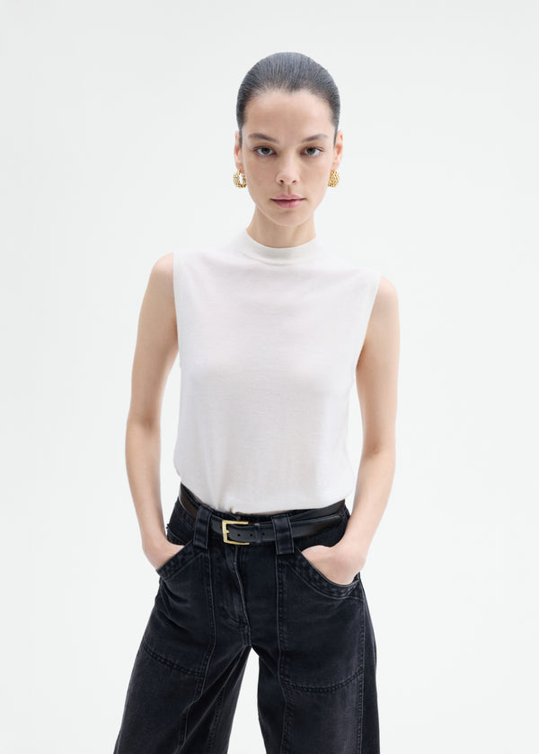 Shell Tank in Fine Cashmere - Ivory - CO