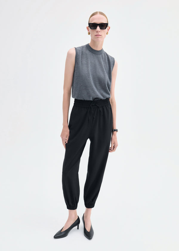 Jogger Pant in Stretch Wool Suiting - Black - CO