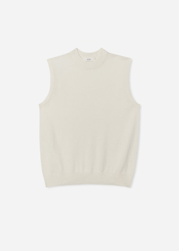 Shell Tank in Fine Cashmere - Ivory - CO