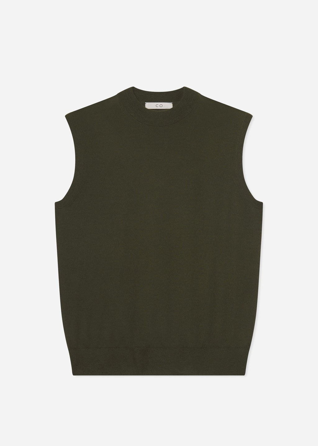Shell Tank in Fine Cashmere - Olive - CO