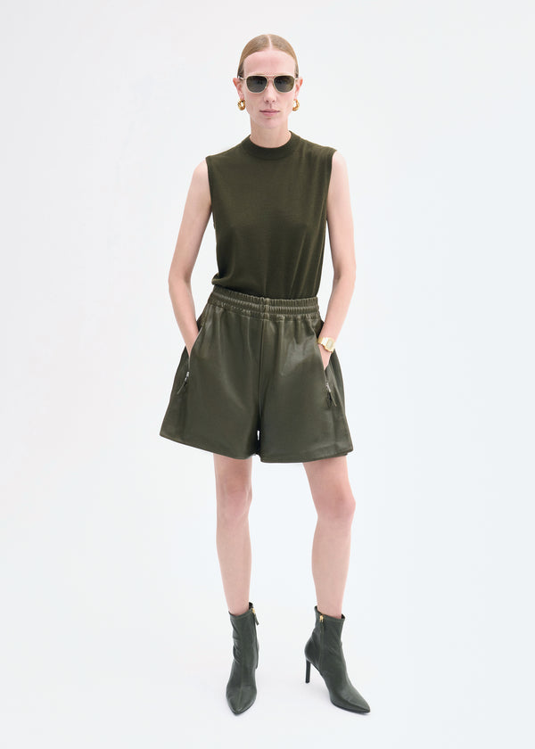 Combat Short in Leather - Olive - CO