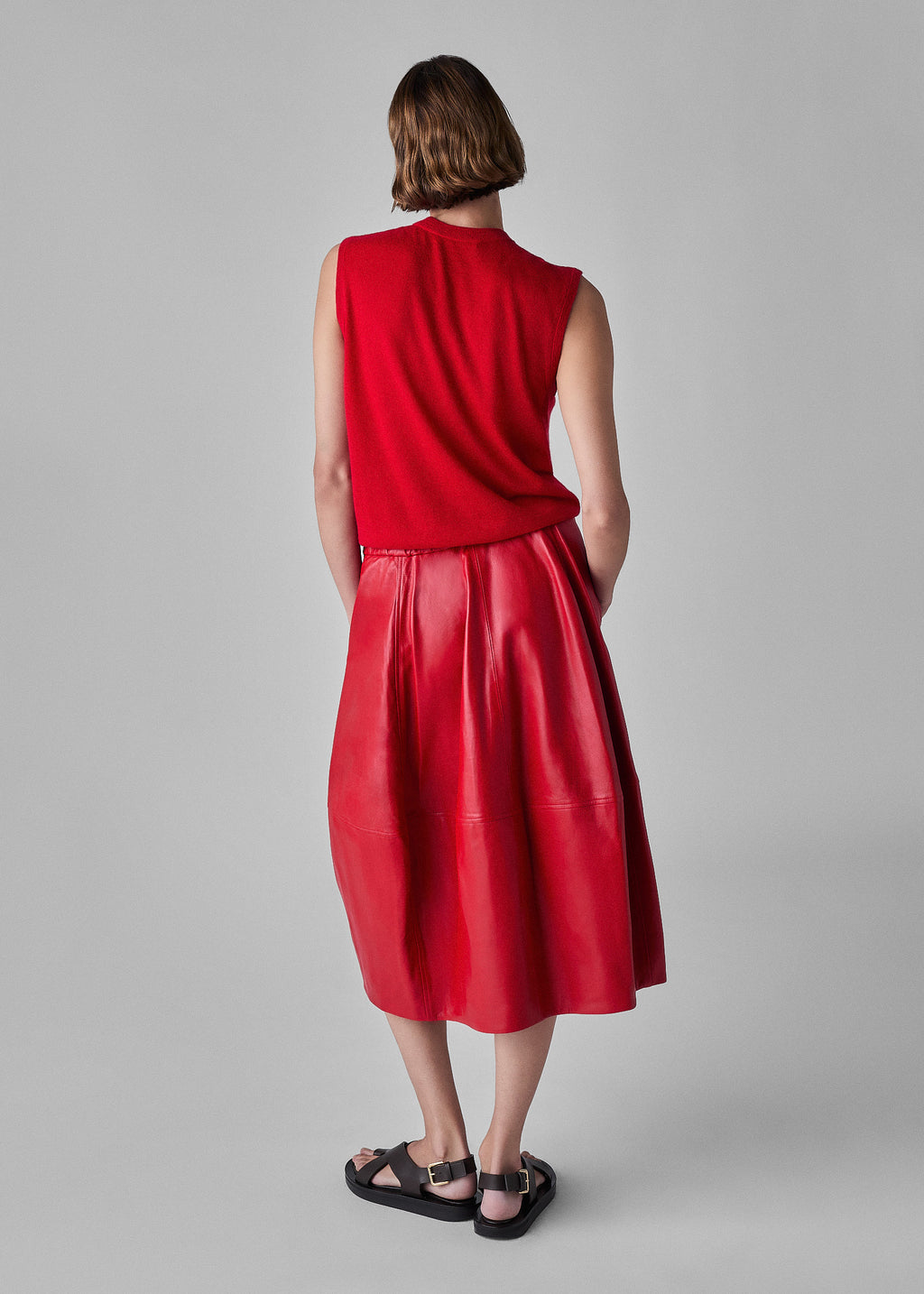 Leather Full Skirt - Red - CO