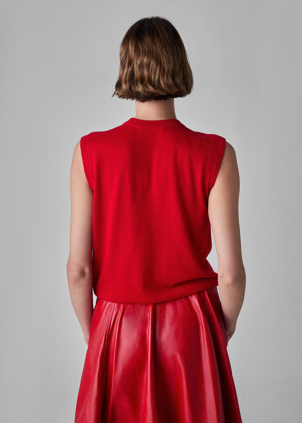 Shell Tank in Fine Cashmere - Red - CO