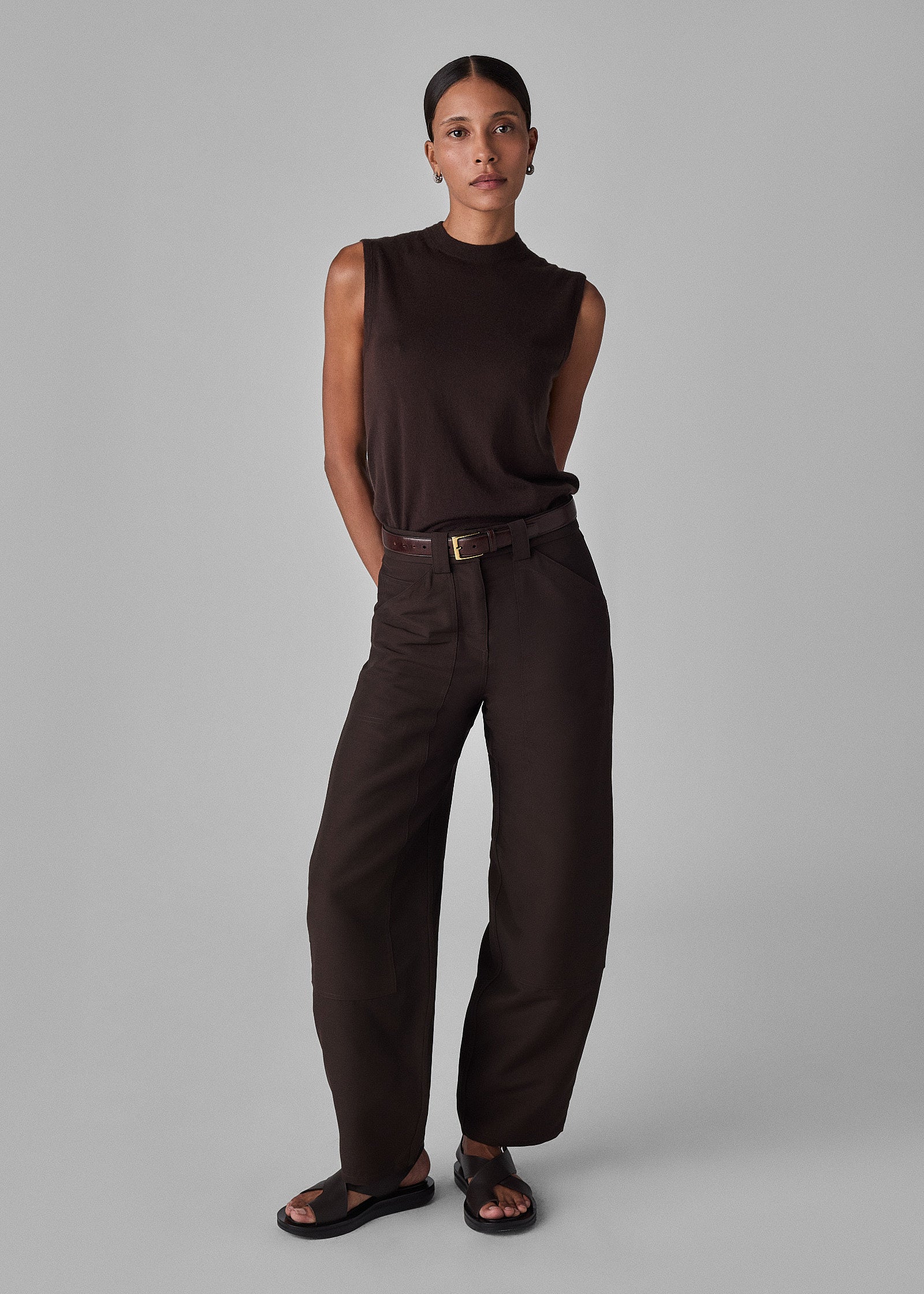 Patch Pocket Pant in Faille - Chocolate