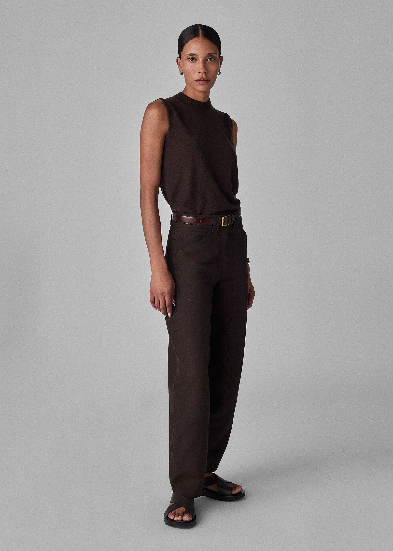 Patch Pocket Pant in Faille - Chocolate