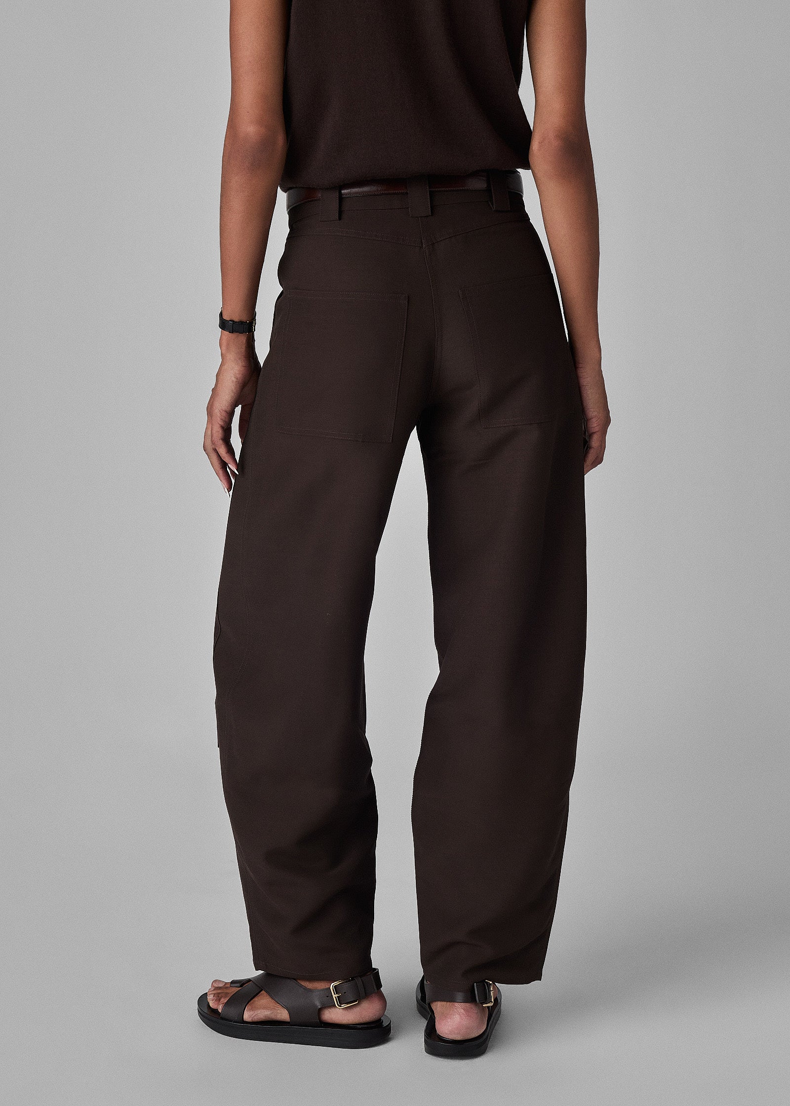 Patch Pocket Pant in Faille - Chocolate