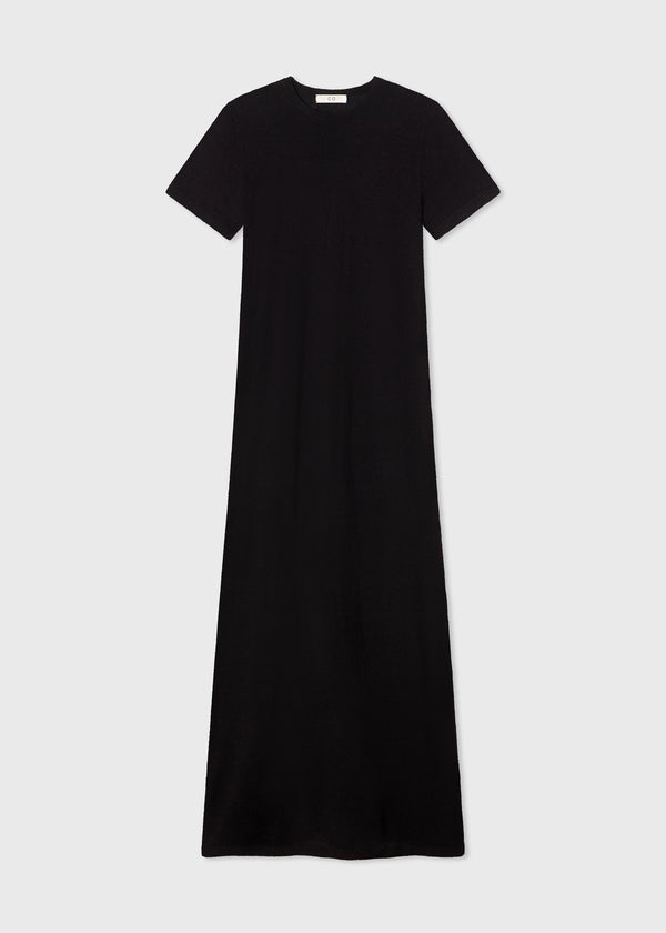 T-Shirt Dress in Silk Linen - Black - CO
