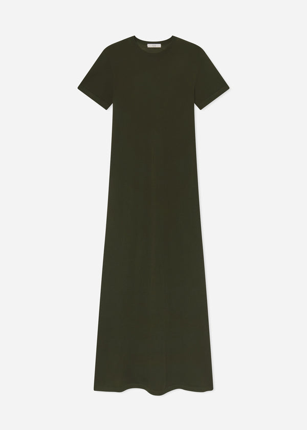 T-Shirt Dress in Fine Cashmere - Olive - CO