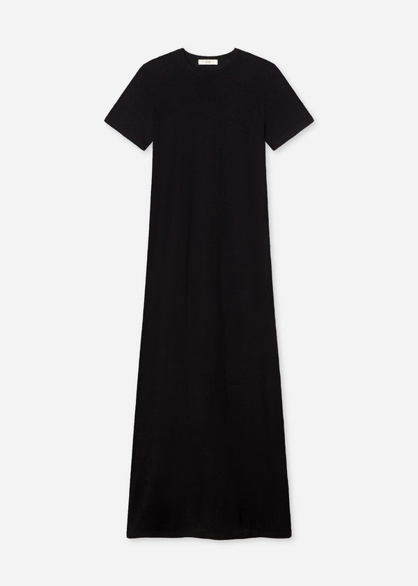 T-Shirt Dress in Silk Linen - Black - CO