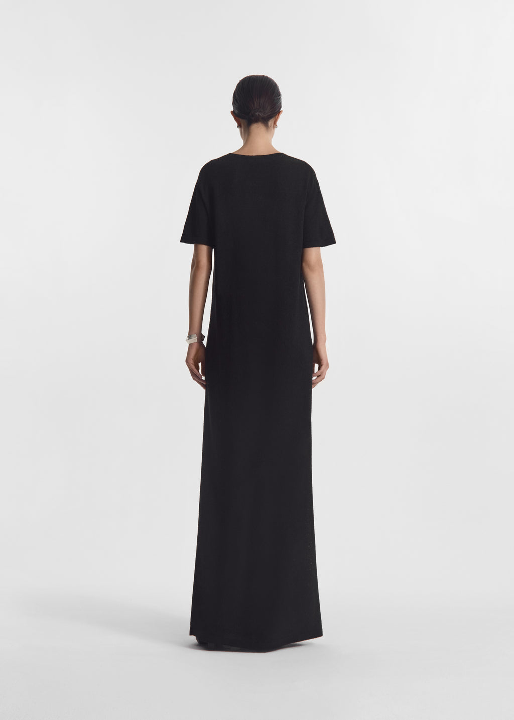 T-Shirt Dress in Silk Linen - Black - CO