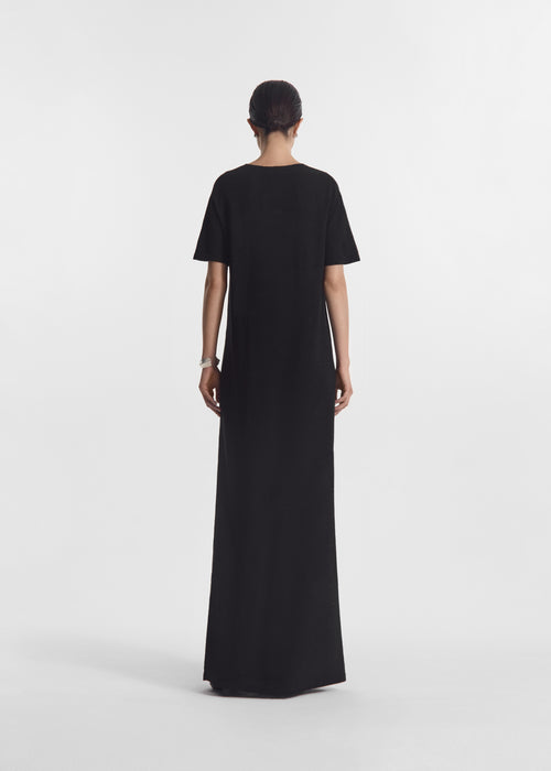 T-Shirt Dress in Silk Linen - Black, image 4 of 5