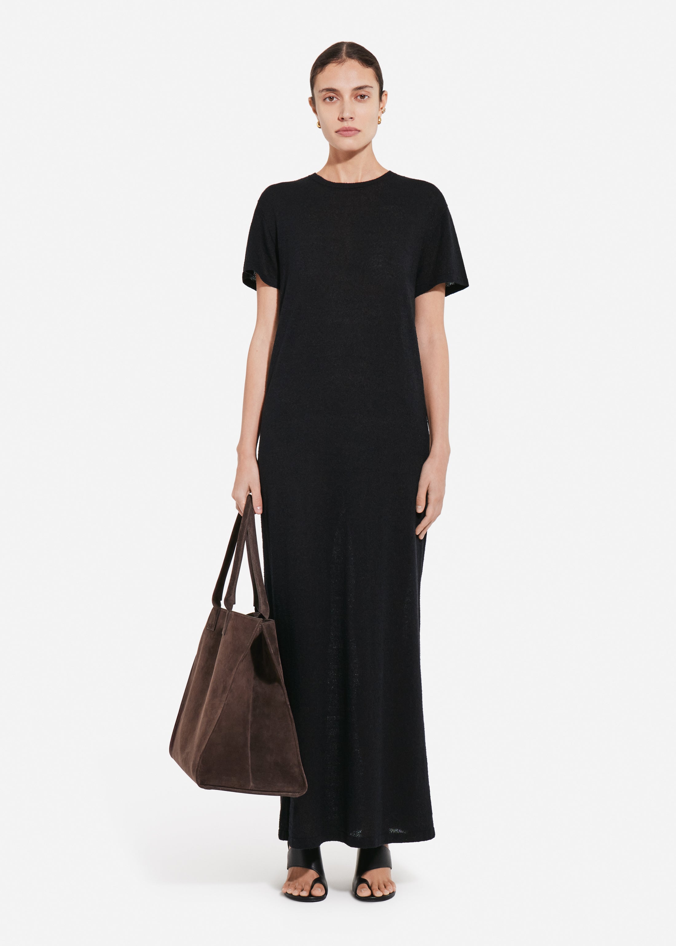T-Shirt Dress in Silk Linen - Black
