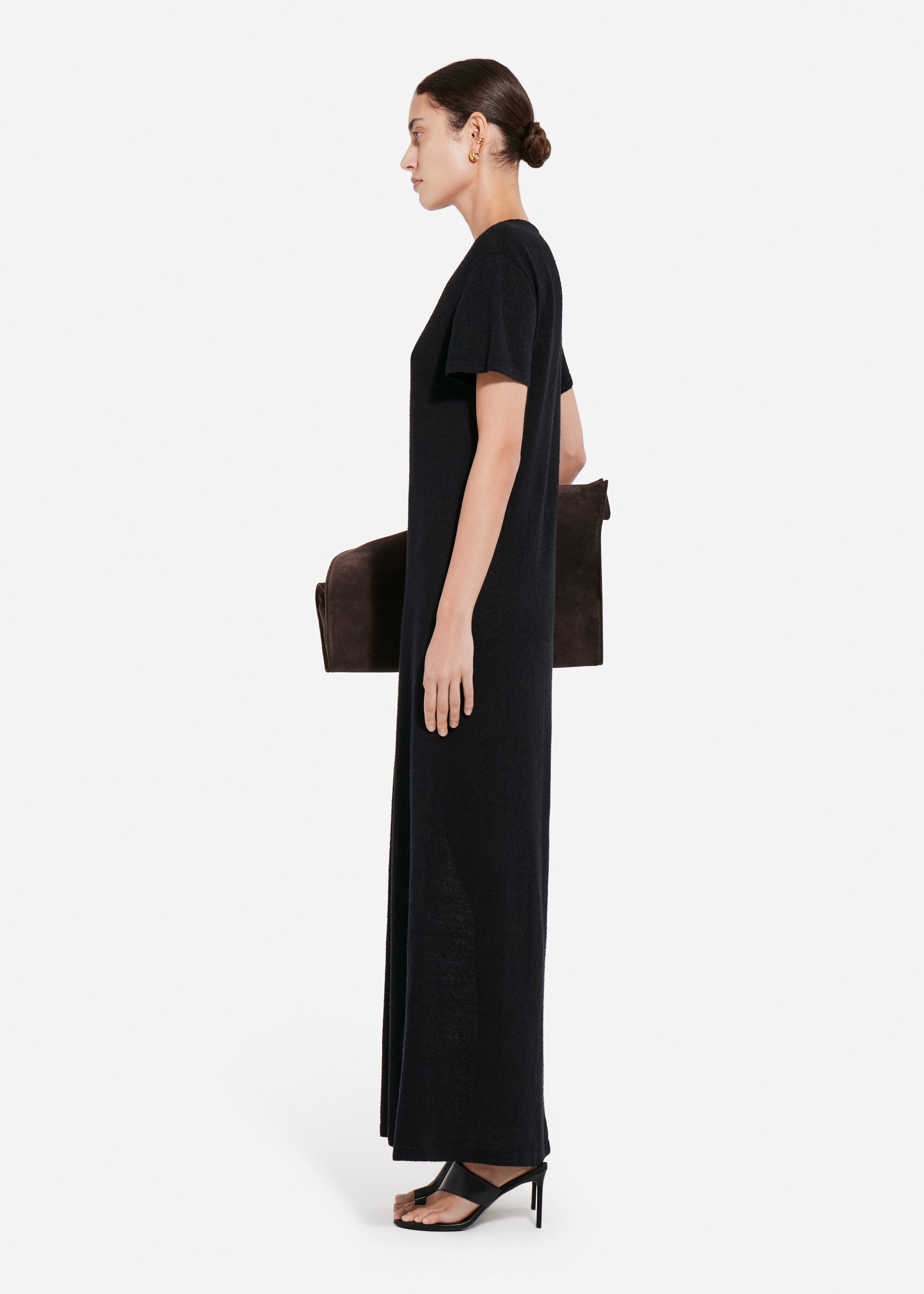 T-Shirt Dress in Silk Linen - Black