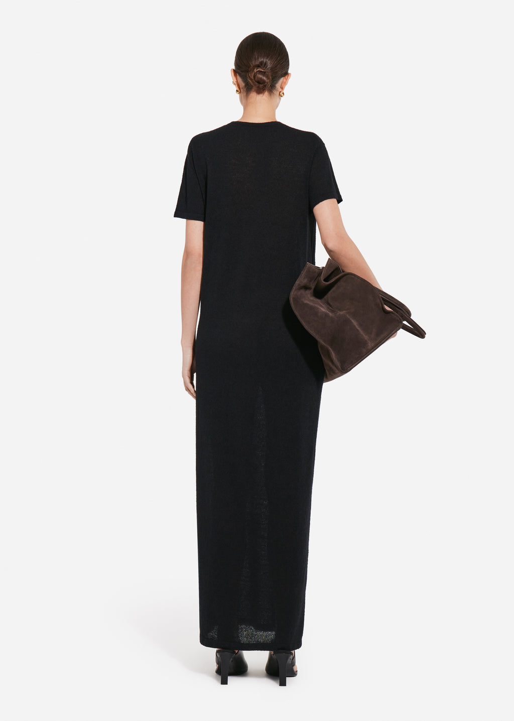 T-Shirt Dress in Silk Linen - Black - CO