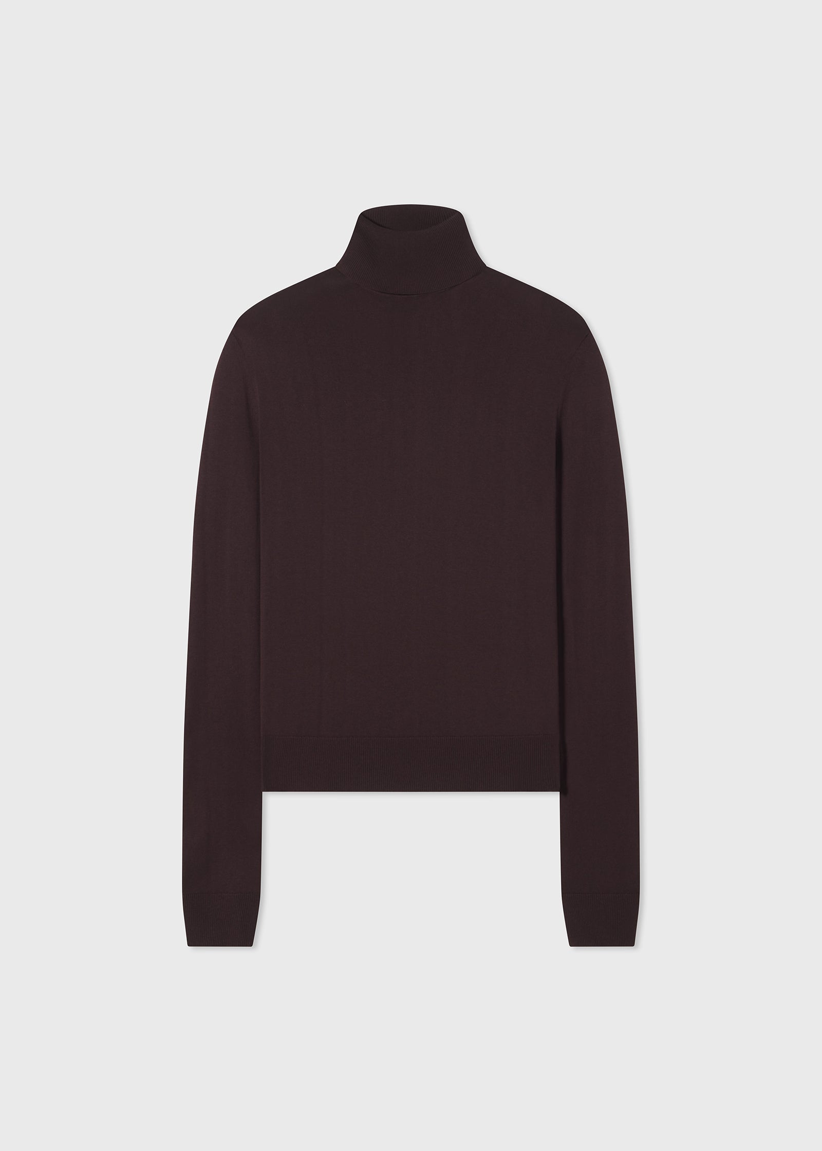 Fitted Turtleneck in Silk Knit  - Brown - CO Collections