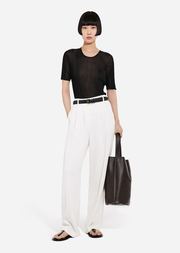 Sheer Rib T-Shirt in Viscose - Black - CO