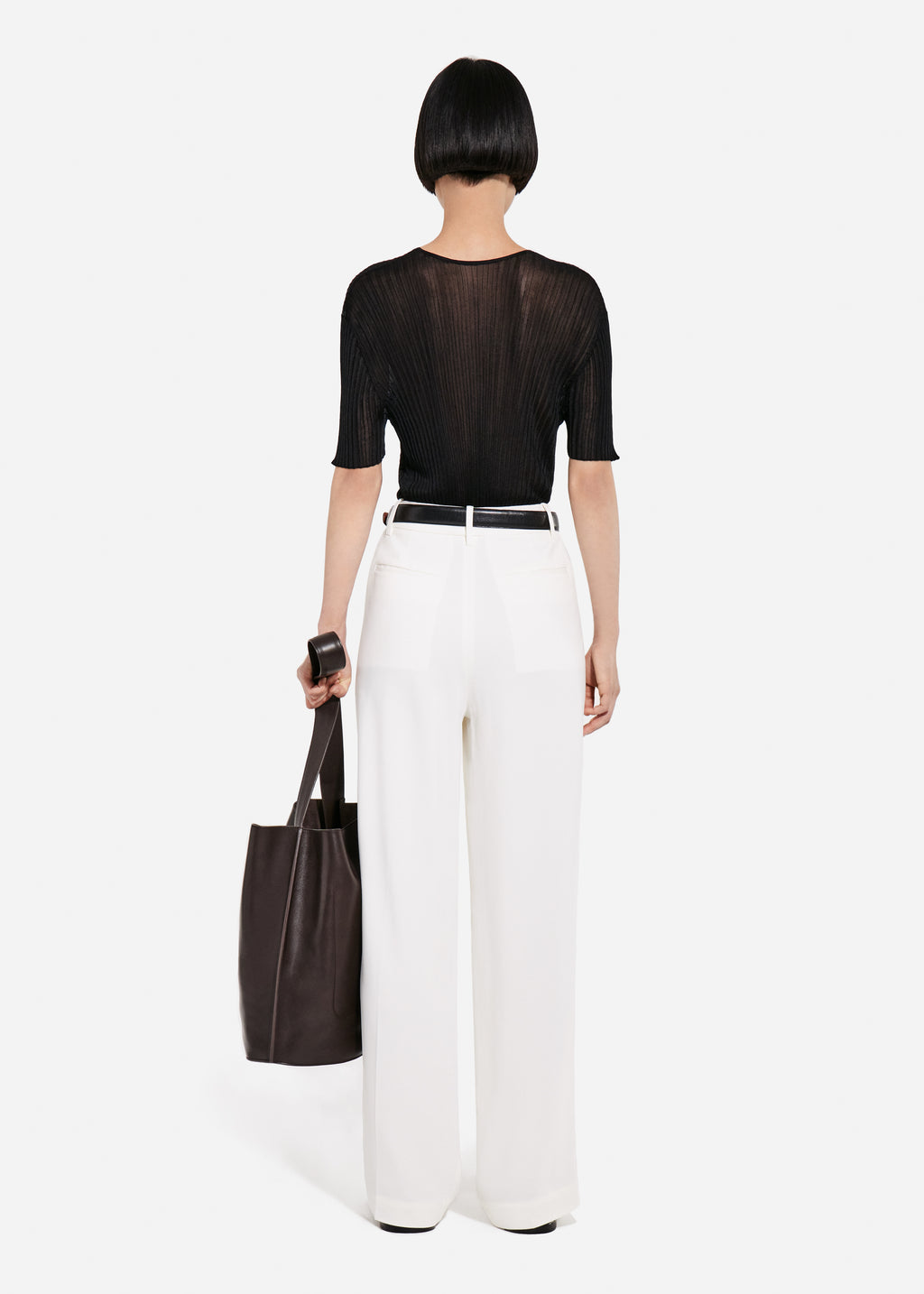 Sheer Rib T-Shirt in Viscose - Black - CO