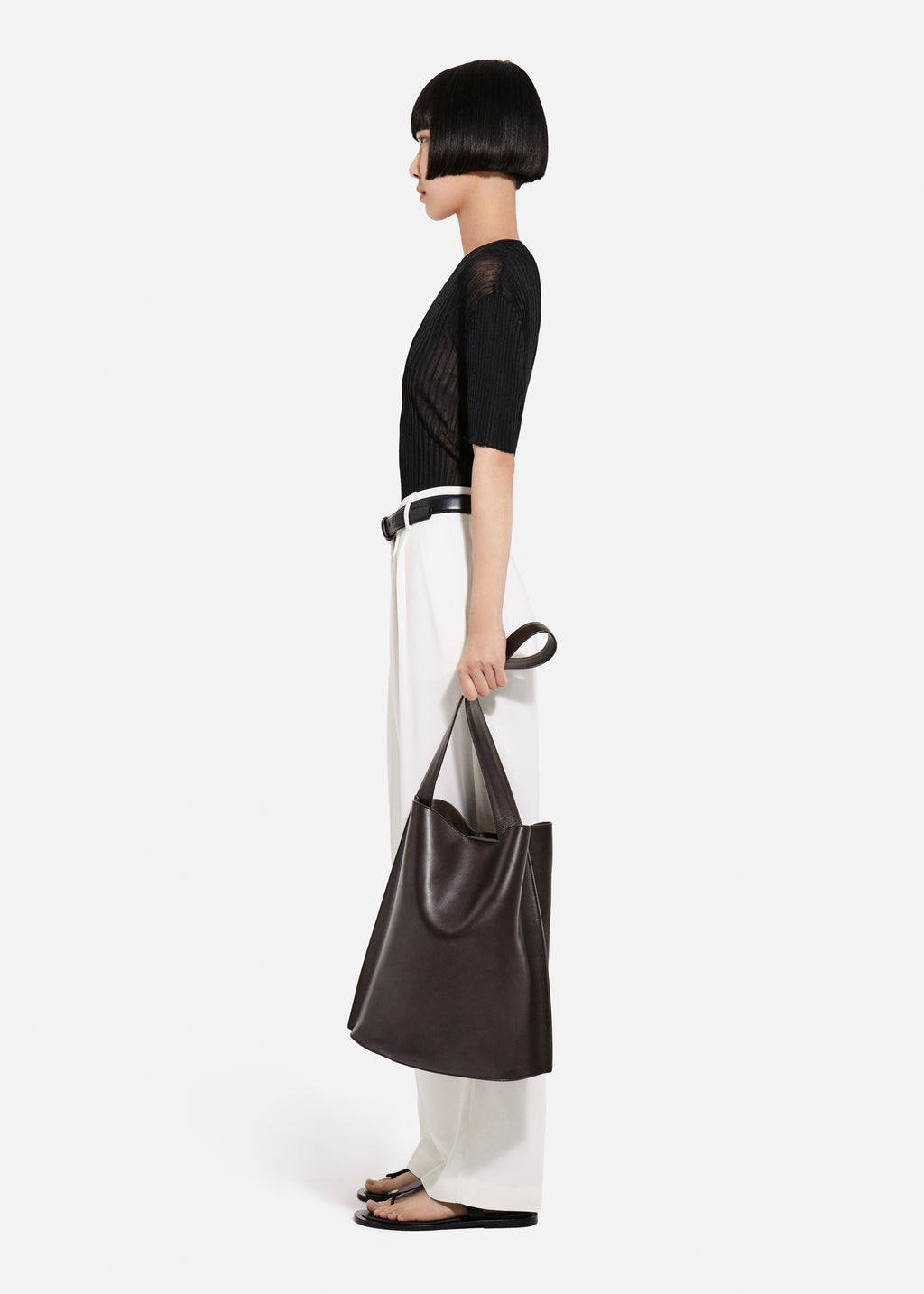 Sheer Rib T-Shirt in Viscose - Black - CO