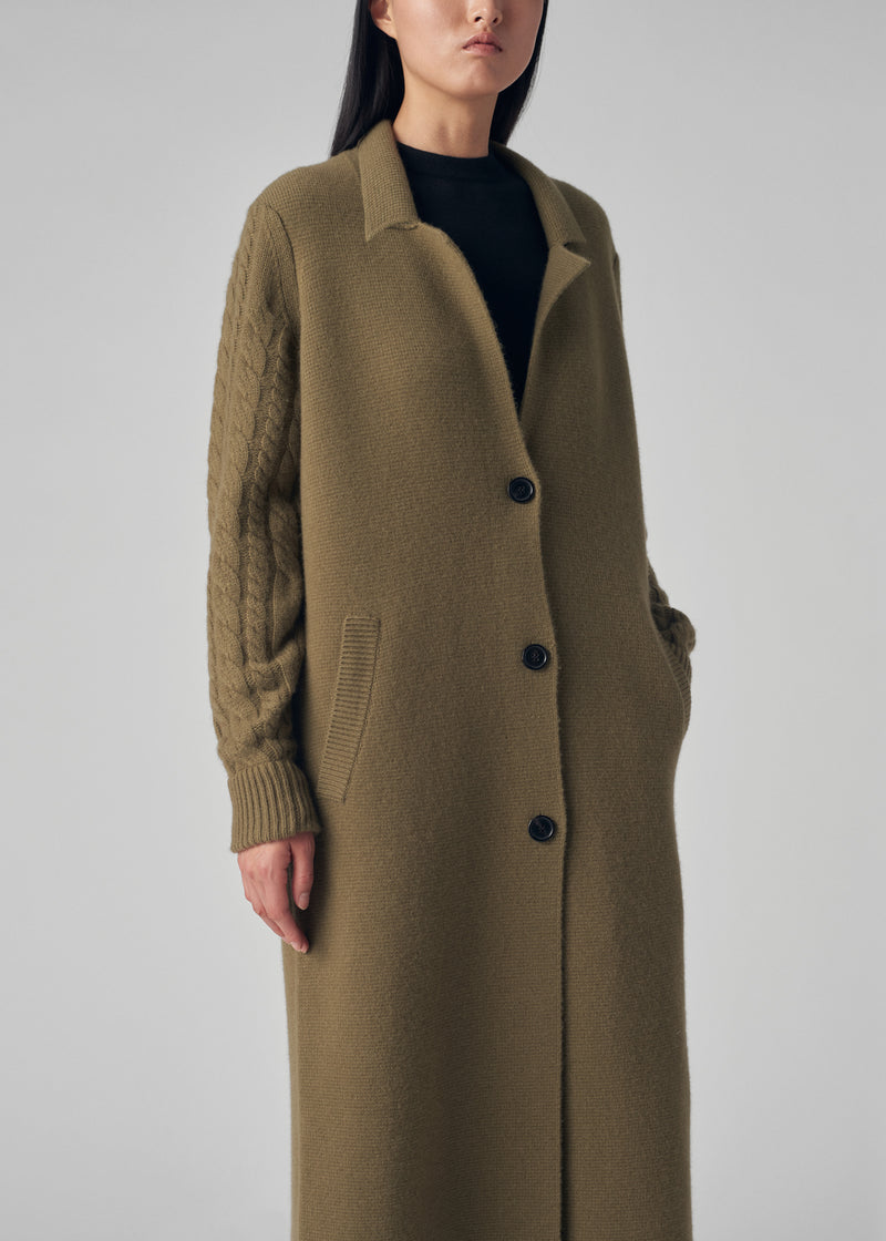 Car Coat in Cashmere - Olive - CO