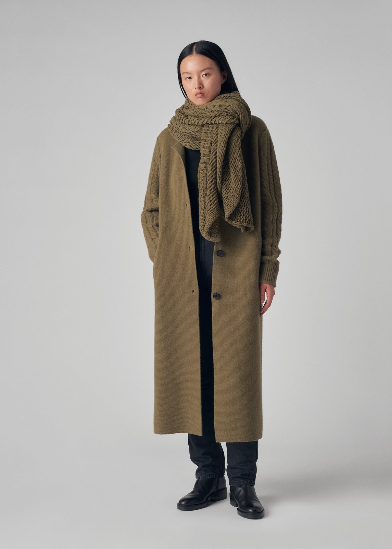 Car Coat in Cashmere - Olive - CO Collections