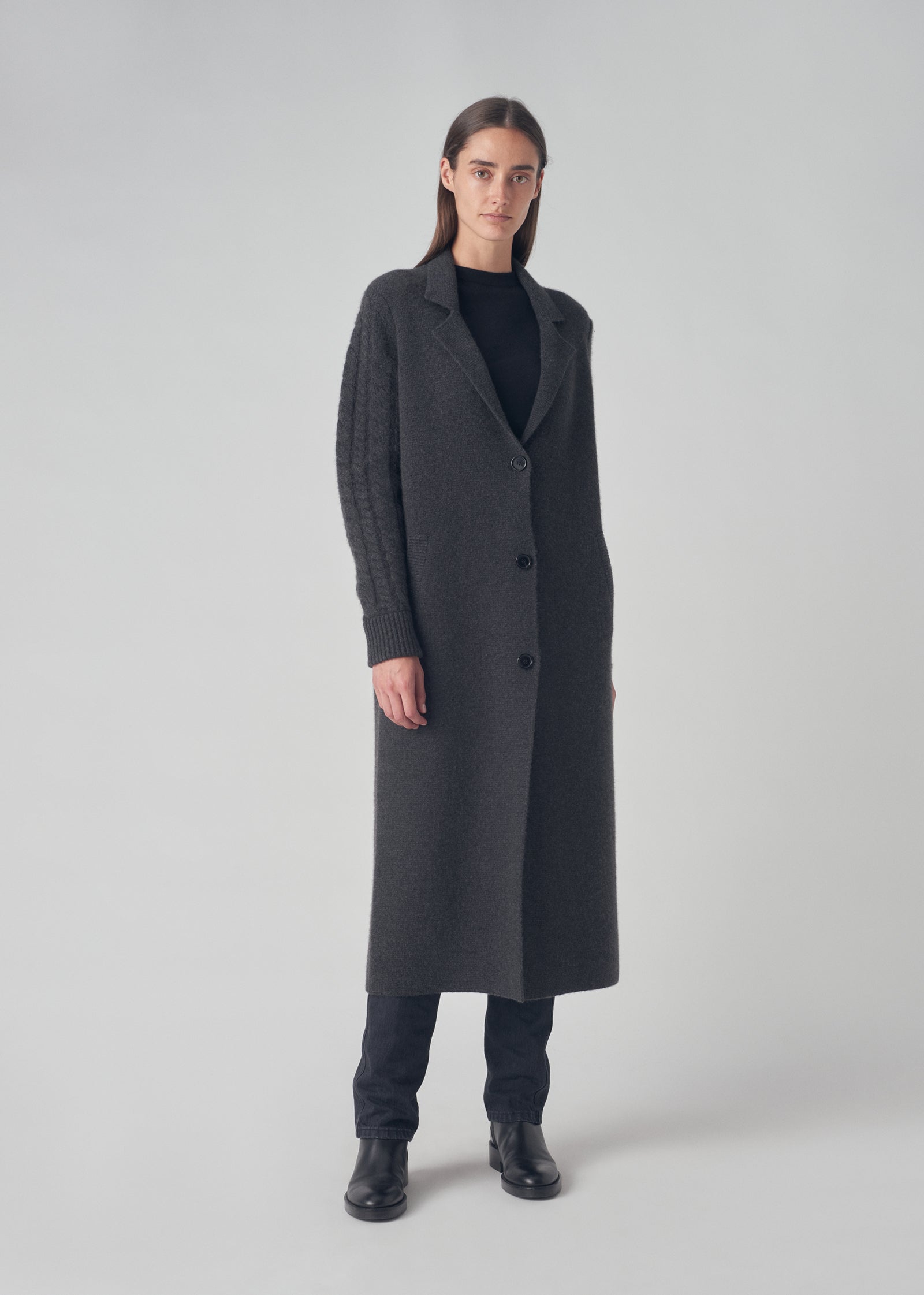 Car Coat in Cashmere - Dark Grey - CO Collections