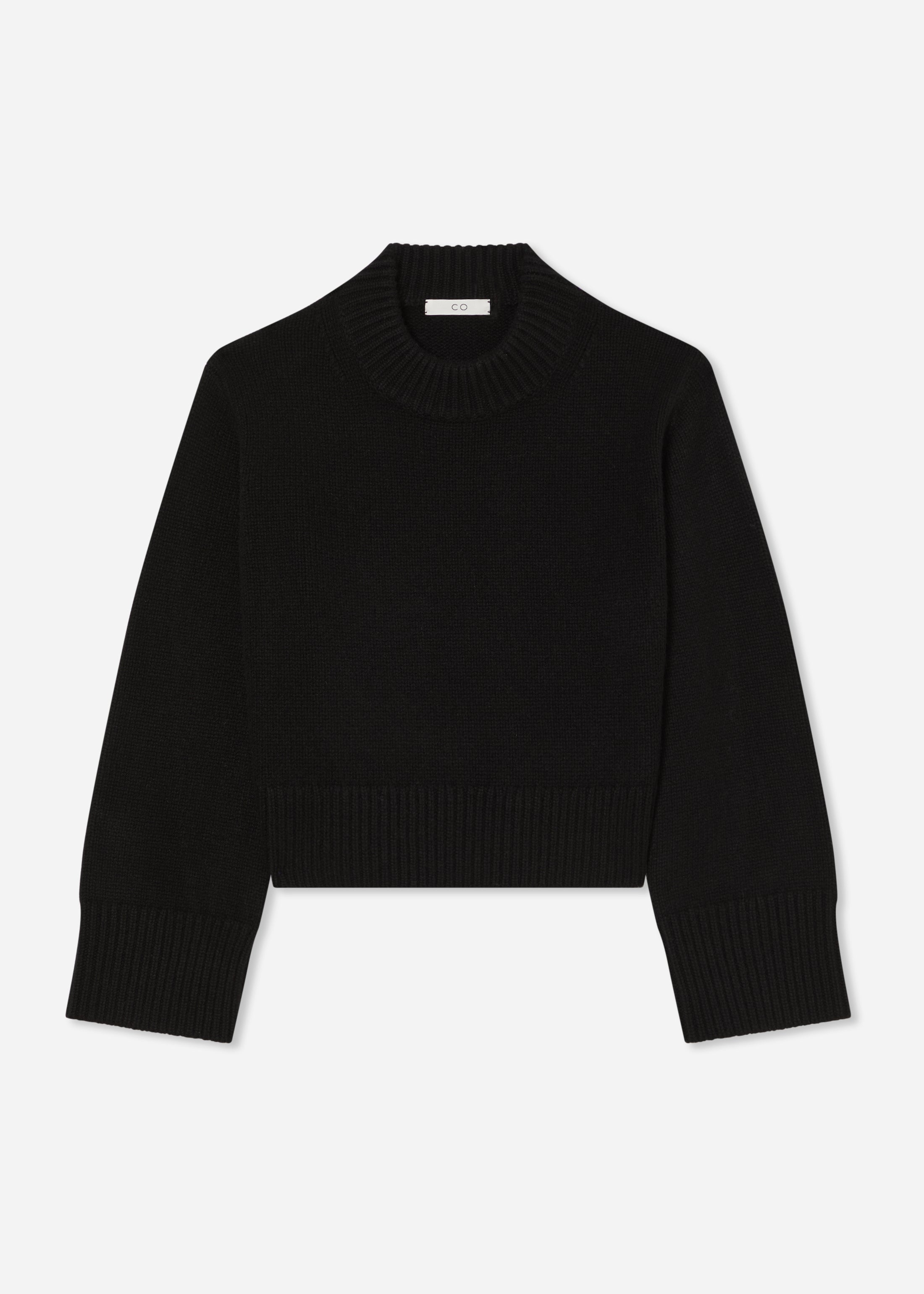 Cropped Oversized Sweater in Cashmere - Black