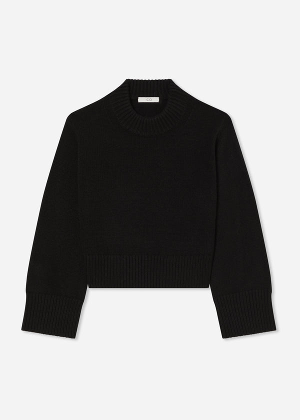 Cropped Oversized Sweater in Cashmere - Black - CO