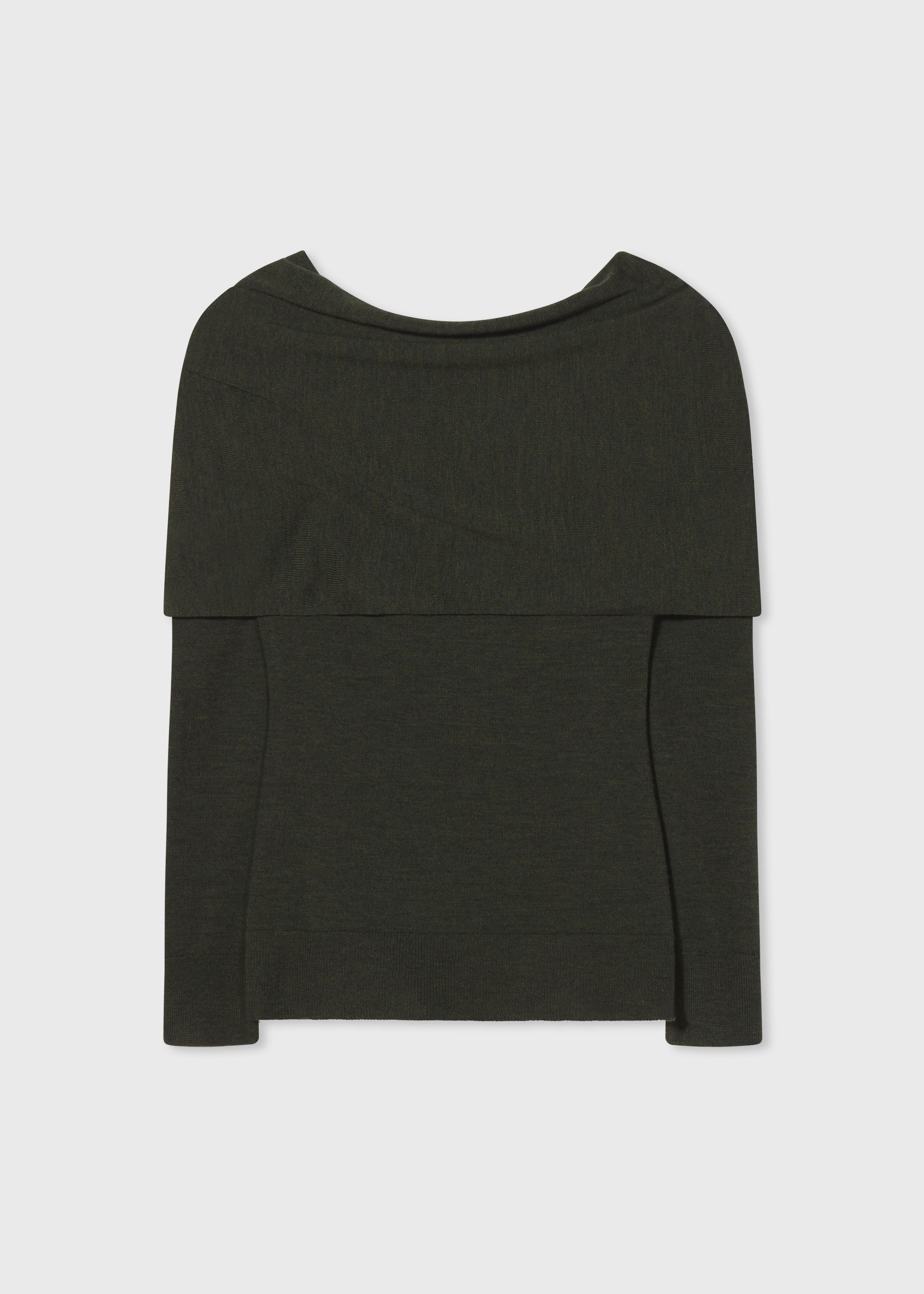 Off Shoulder Sweater in Fine Merino  - Green - CO Collections