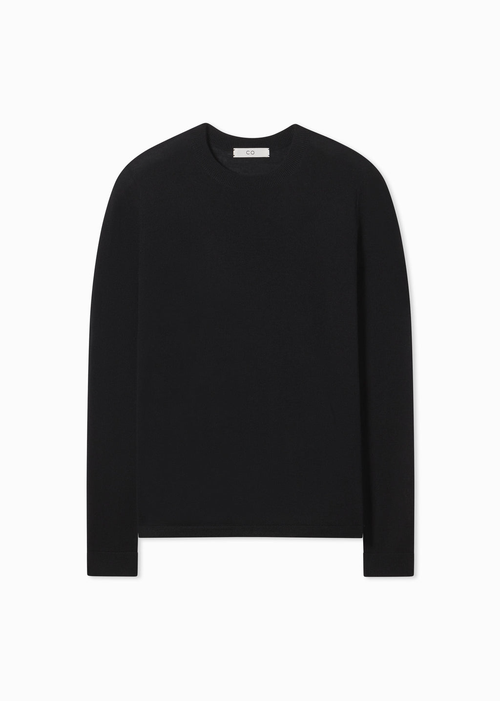 Long Sleeve Crew in Fine Cashmere - Black - CO