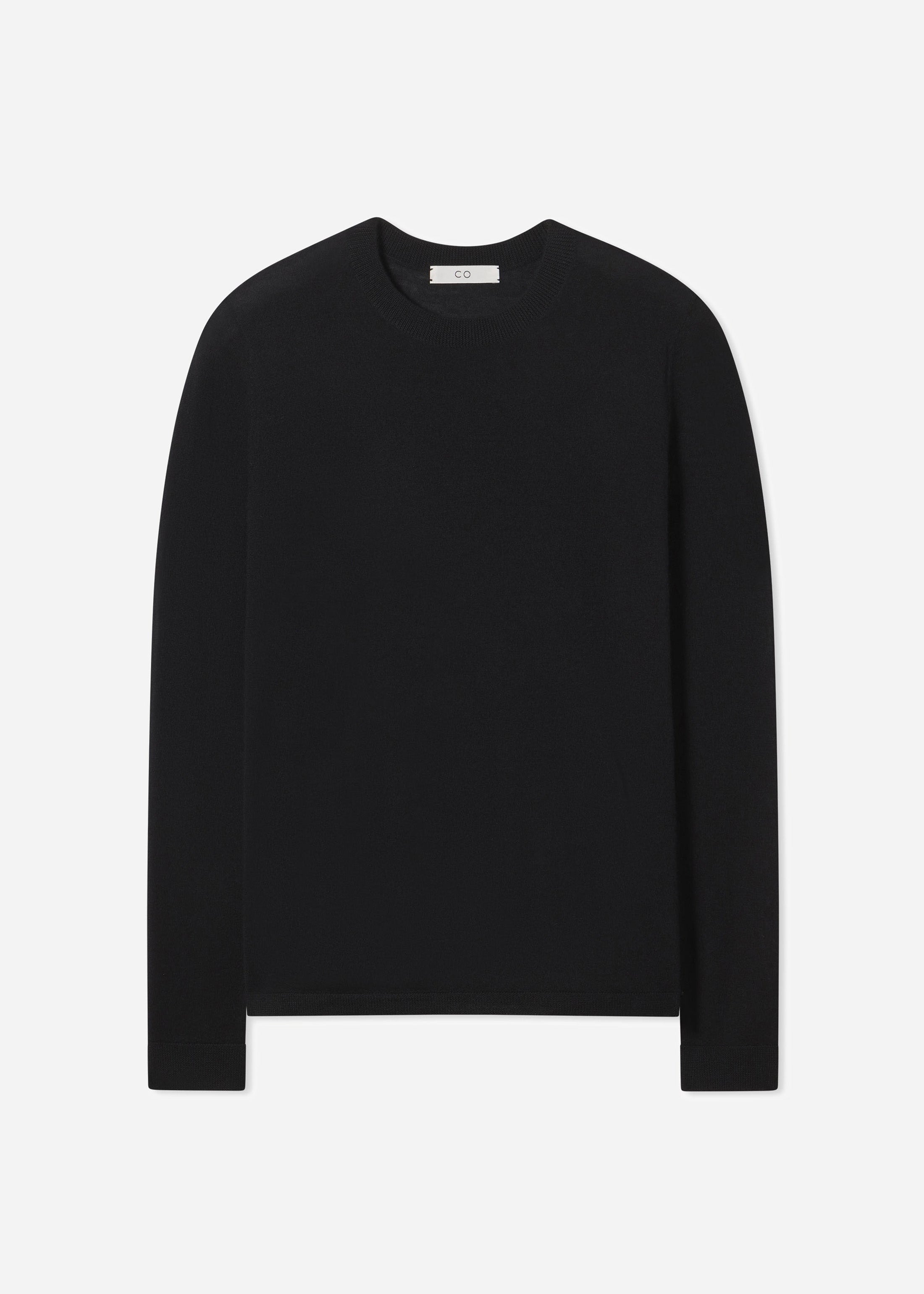 Long Sleeve Crew in Fine Cashmere - Black