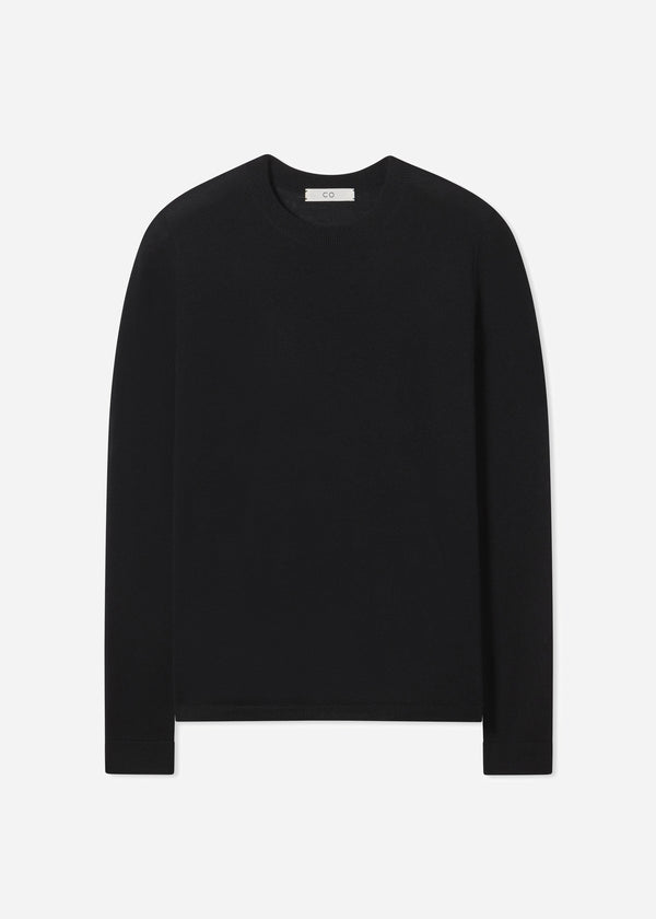 Long Sleeve Crew in Fine Cashmere - Black - CO