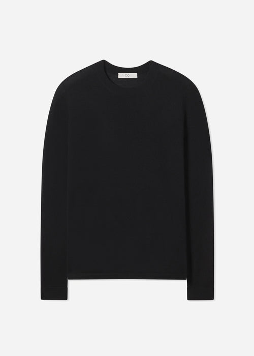 Long Sleeve Crew in Fine Cashmere - Black, image 4 of 4