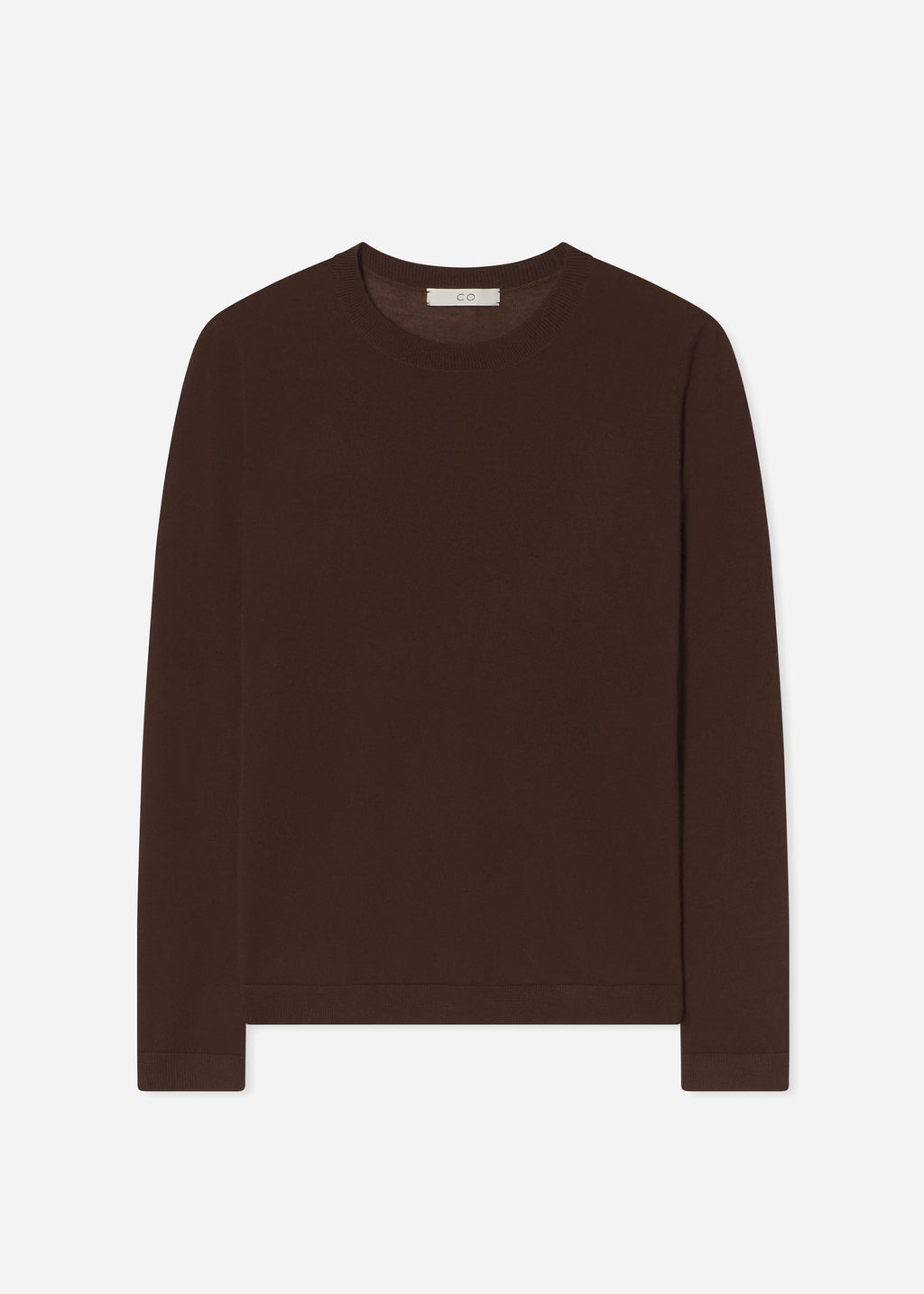 Long Sleeve Crew in Fine Cashmere - Chocolate - CO