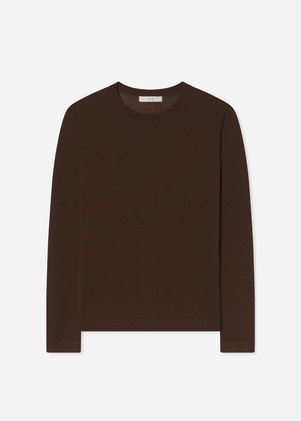 Long Sleeve Crew in Fine Cashmere - Coco - CO