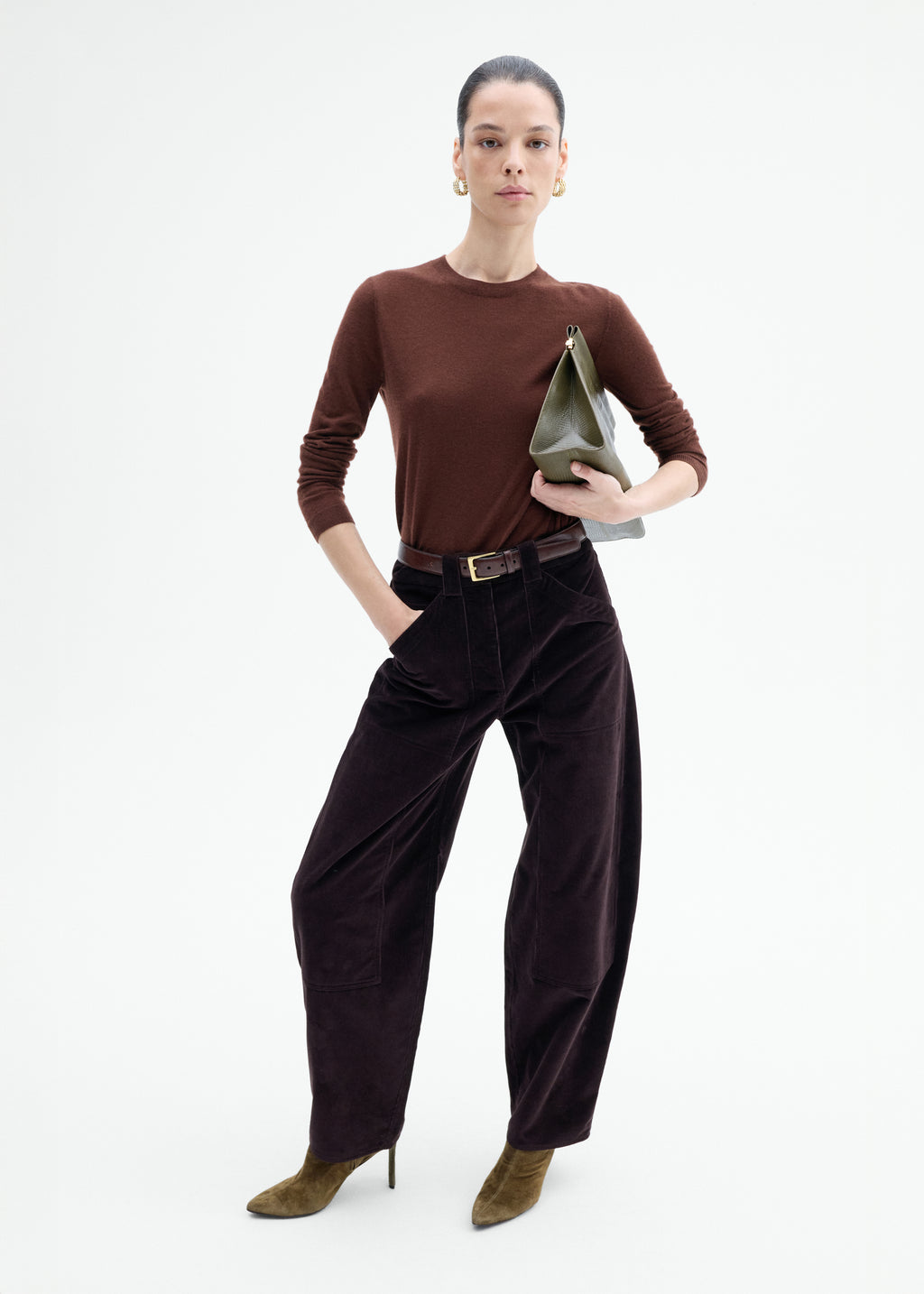 Corduroy Barrel Pant - Chocolate - CO