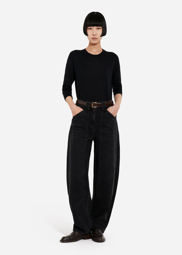 Long Sleeve Crew in Fine Cashmere - Black - CO