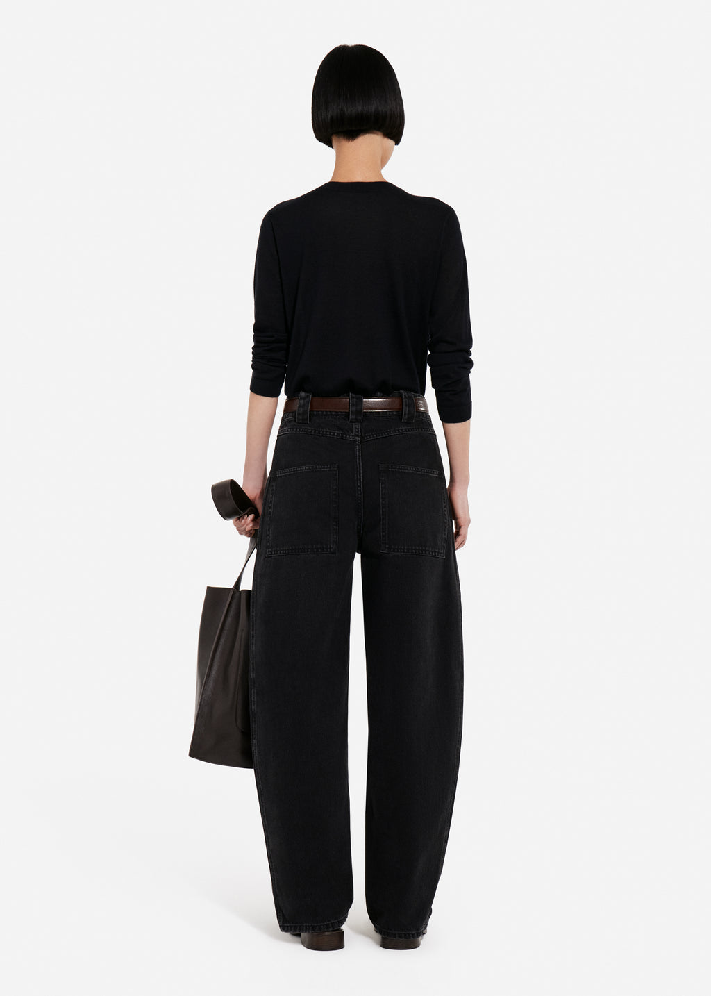 Long Sleeve Crew in Fine Cashmere - Black - CO