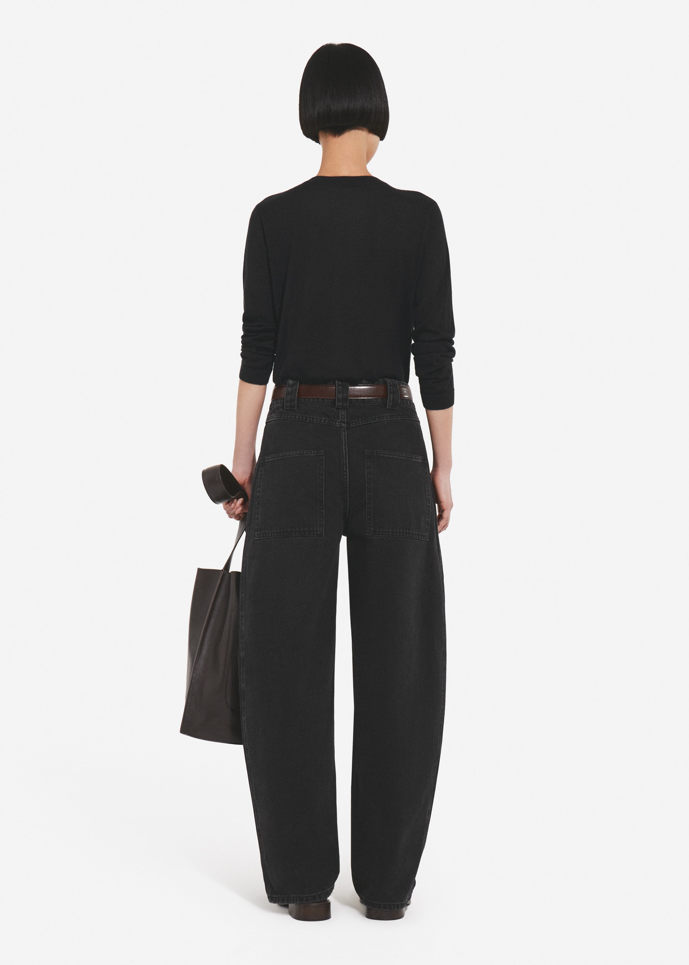 Long Sleeve Crew in Fine Cashmere - Black