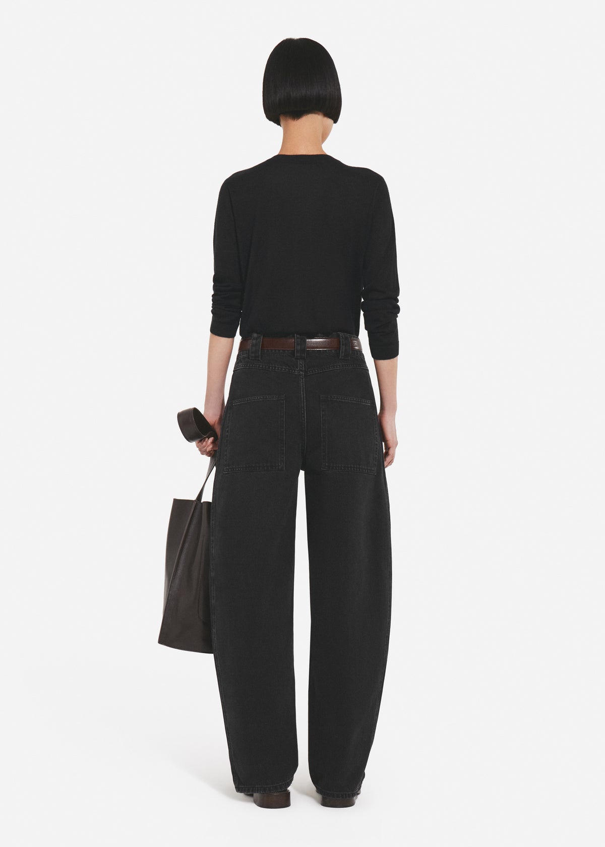 Long Sleeve Crew in Fine Cashmere - Black, image 3 of 4