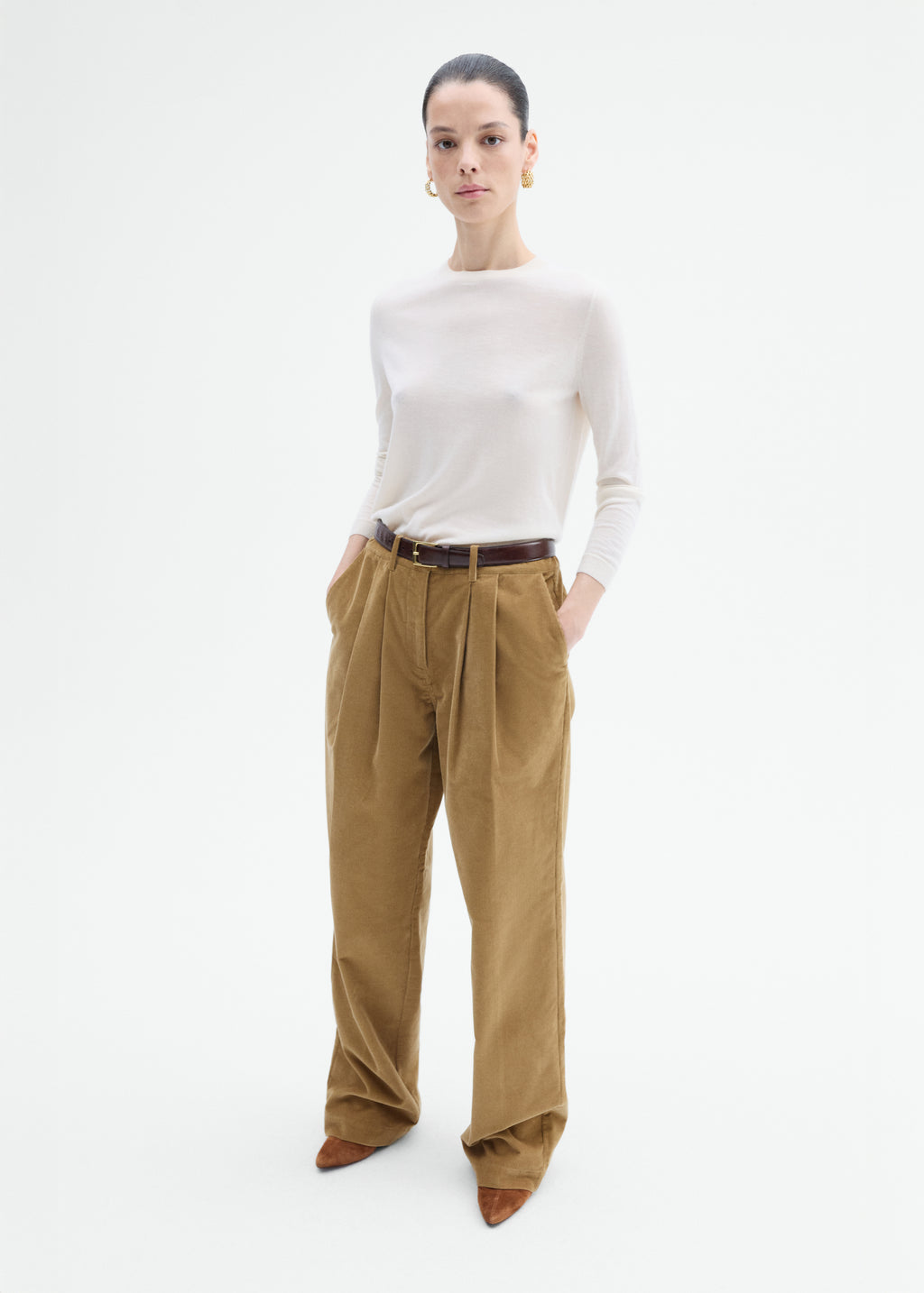 Long Sleeve Crew in Fine Cashmere - Ivory - CO